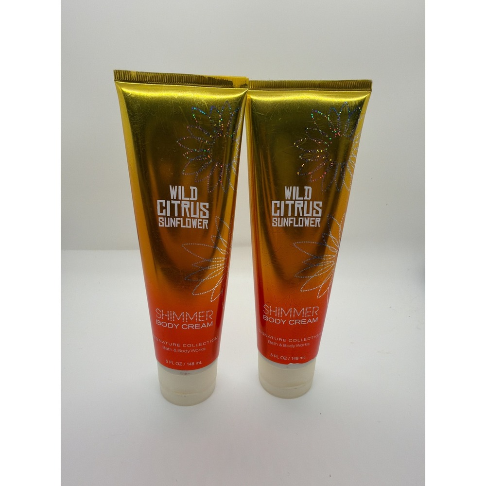 Bath & Body Works Wild Citrus Sunflower Shimmer Body Cream Lot of 2 Clementine